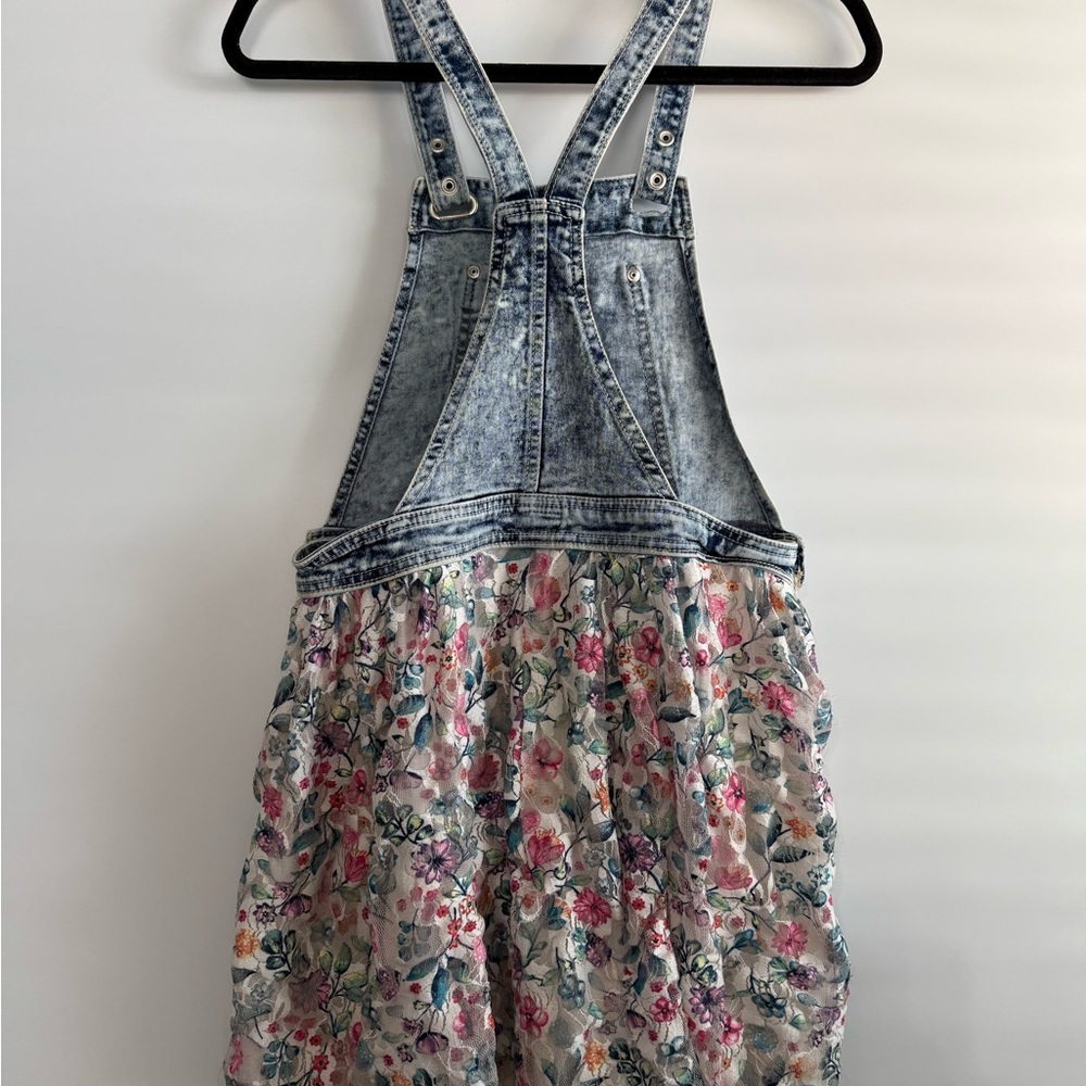 90's Jordache Girls Blue Jean Denim & Tulle Overalls Style Dress Size XL (14/16) - Picture 6 of 6